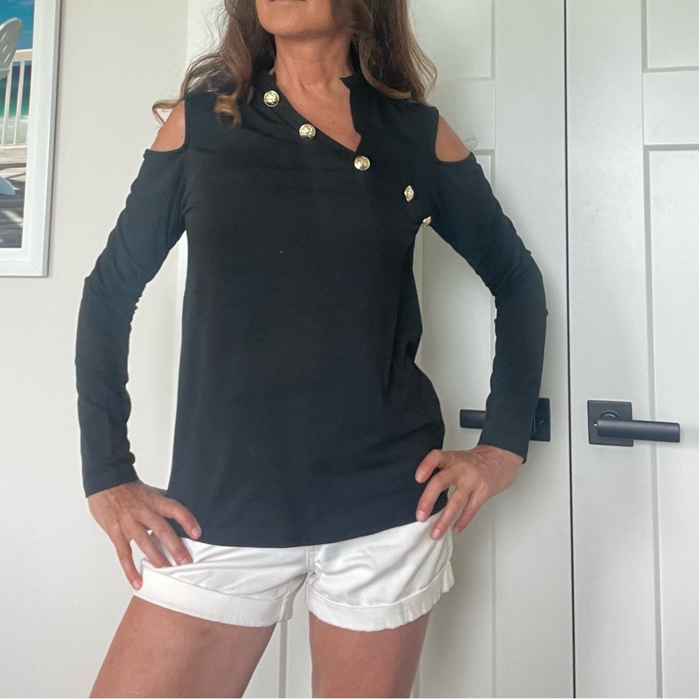 Black sweater small with peek a boo shoulders